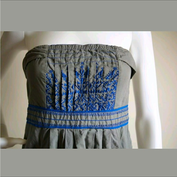 Beautiful $148 Anthropologie Floreat Sewing Circle Dress Gray/Blue - Sz 2/XS - Picture 3 of 7